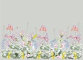 Series of floral greeting backgrounds with summer and spring flowers for textile, wedding decoration, Valentine`s Day, sales and o